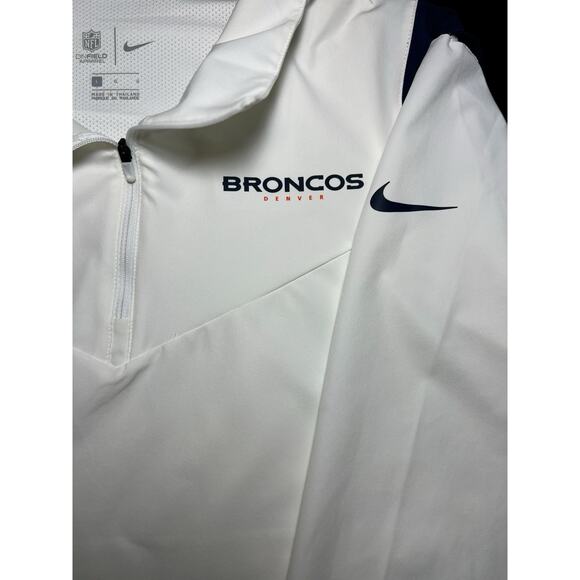 NFL Denver Broncos Nike Coaches Sideline L/S White 1/4 Zip Golf Jacket Men's L - Picture 1 of 15